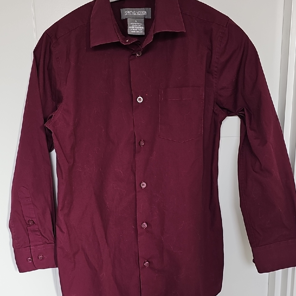 Burgundy Dress Shirt Boys Sz 12